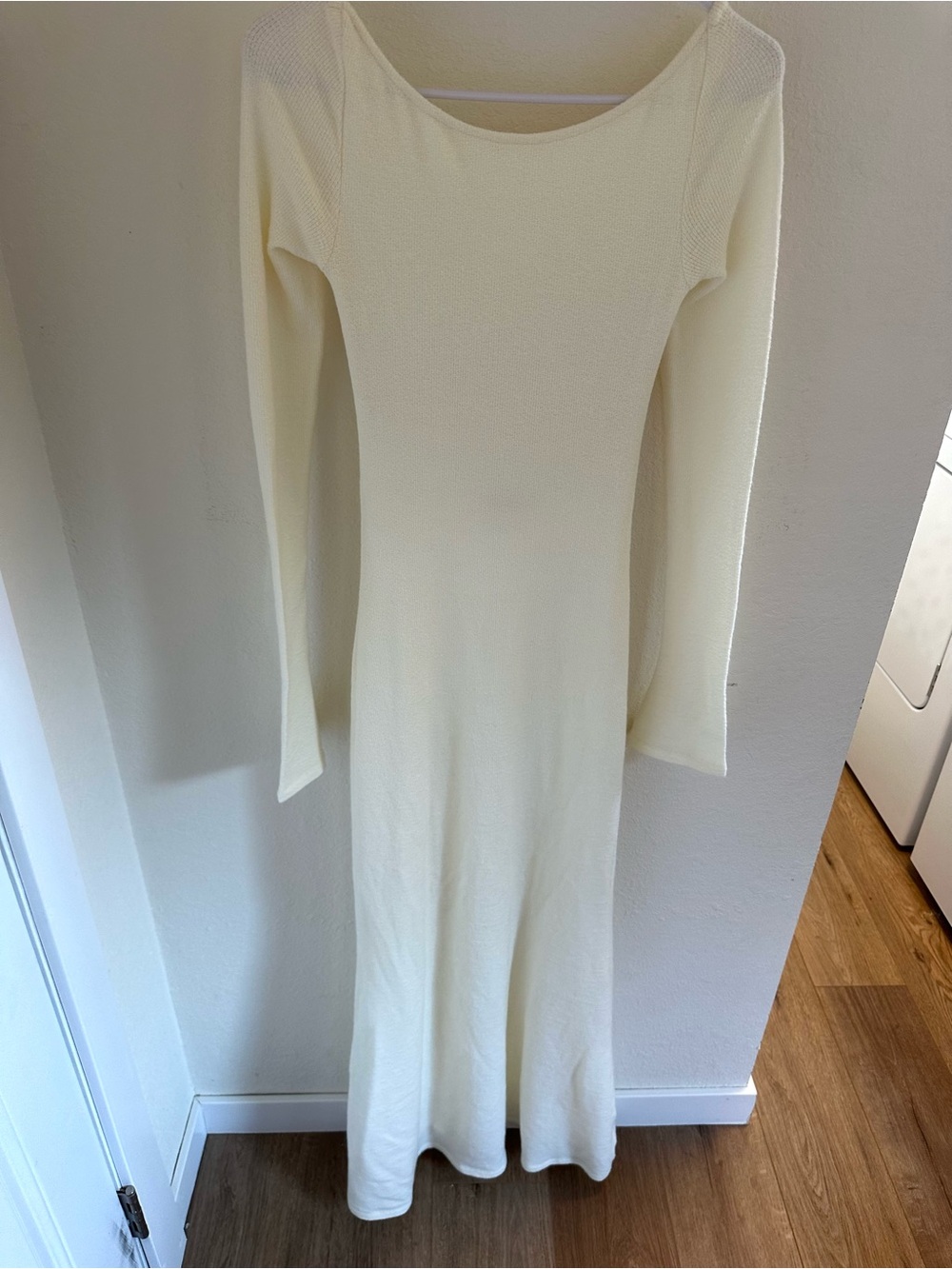Princess Polly Cream Long Sleeve Maxi Knit Dress